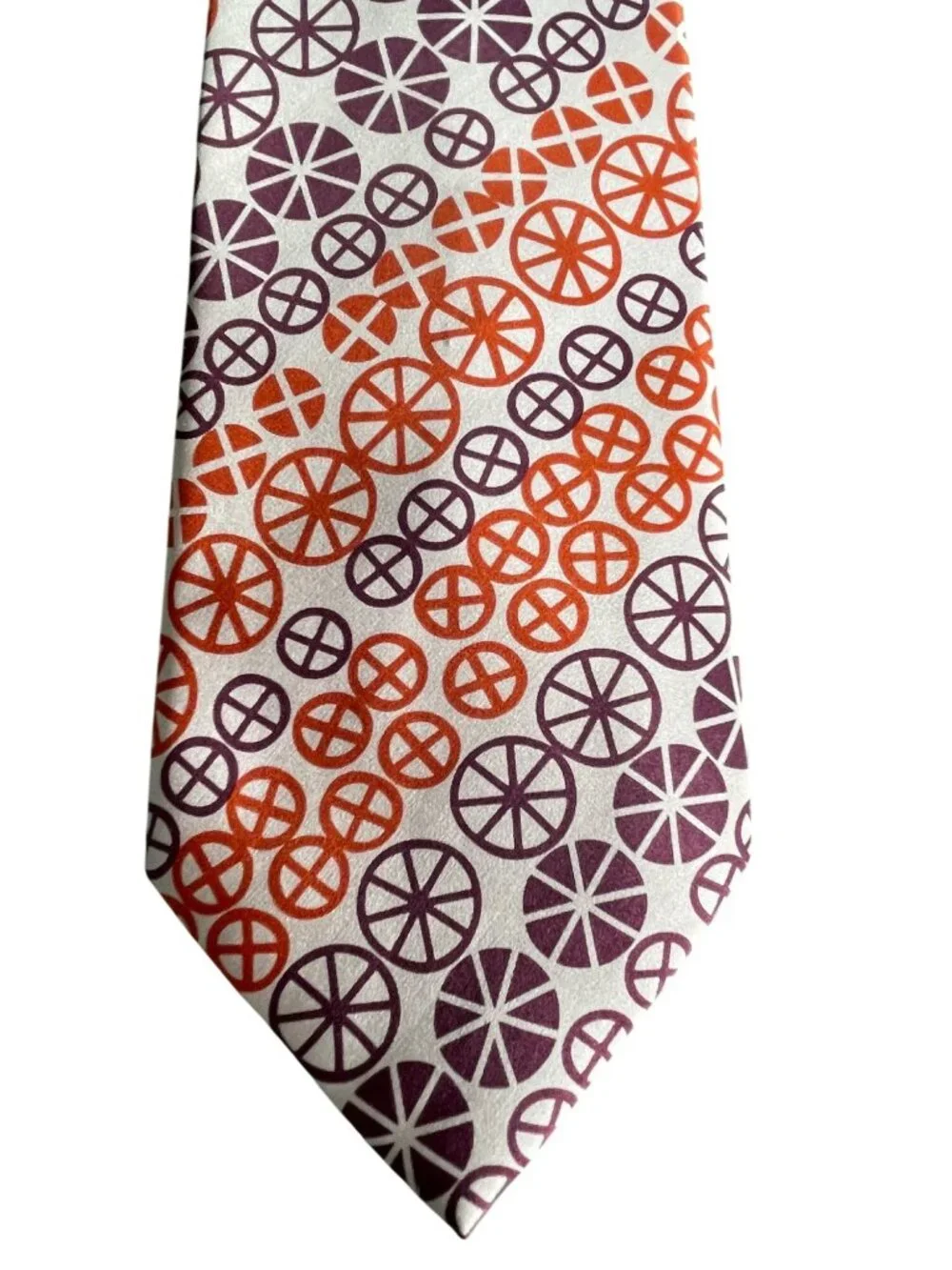 Vintage Getty Museum Red & Purple Circle Pattern Silk Tie Rudolphsky Design - Ne